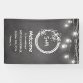 Black White Wedding Rustic Chalkboard Mason Jar Spandoek (Horizontaal)