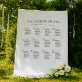 Black & White Wedding Seating Chart Fabric Wandkleed