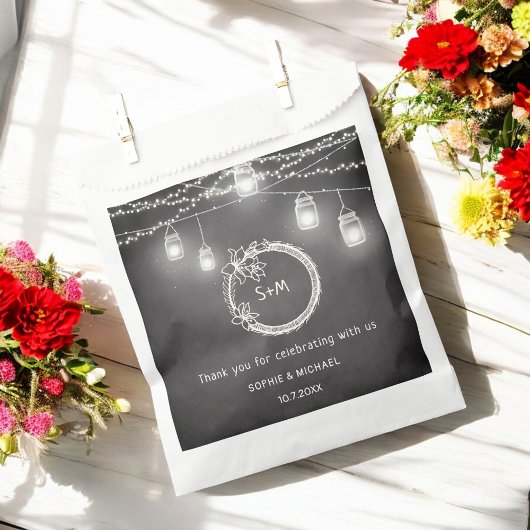 Black White Wedding String Lights Bedankzakje