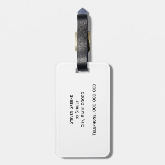 Black White Wheat Laurel WreatInitiaal Monogram Bagagelabel (Achterkant verticaal)