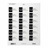 Black White Wheat Laurel WreatInitiaal Monogram Etiket (Full Sheet)