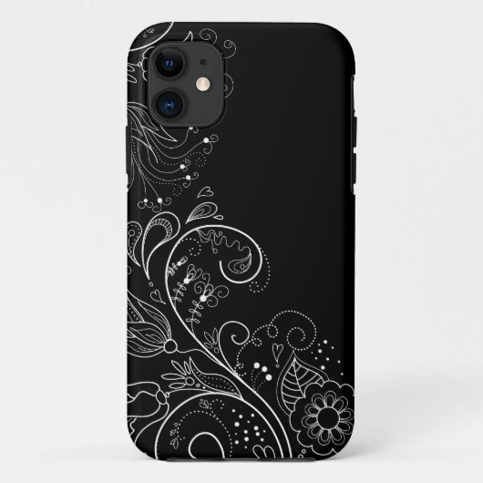 Black & White Whimsical Floral i iPhone 5 Hoesje (Achterkant)