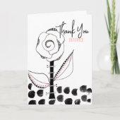 Black White Whimsical Flower Editable Bedankkaart (Voorkant)