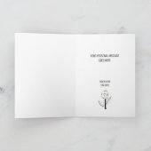 Black White Whimsical Flower Editable Bedankkaart (Binnen)