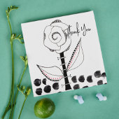 Black White Whimsical Flower Editable Bedankkaart