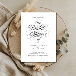 Black & White Whimsy Calligrafie Vrijgezellenfeest Kaart
