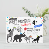Black White Wild Party Animal Invitation Anniversa (Debout devant)