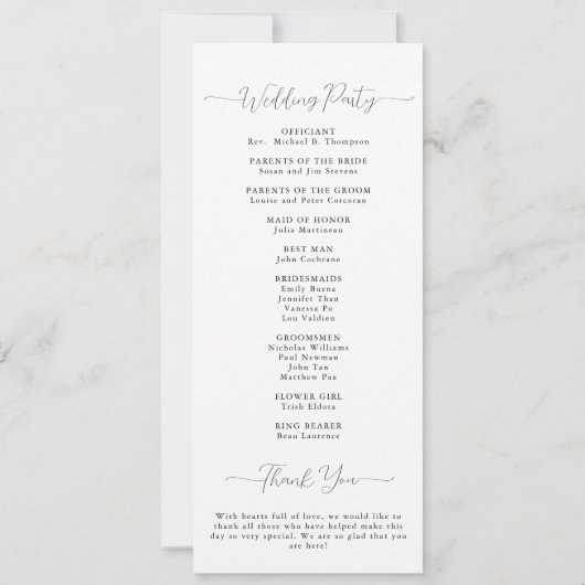 Black White Wild Poppies Élégant programme de mari (Dos)