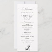 Black White Wild Poppies Élégant programme de mari (Devant)