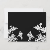 Black & White Wildflower Uitvaart Dank u kaart (Achterkant)