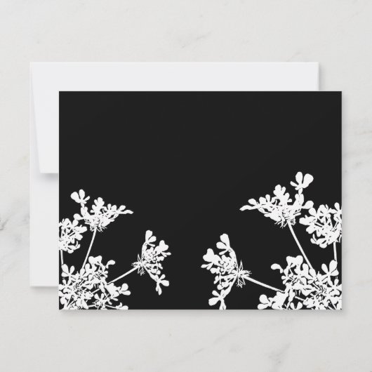 Black & White Wildflower Uitvaart Dank u kaart (Achterkant)