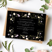 Black & White Wildflowers Wedding Dank u kaart