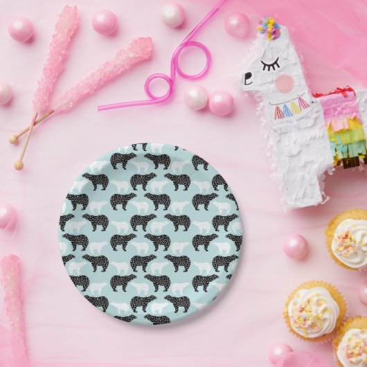 Black White Winter Forest Beer Papieren Bordje (Feest)