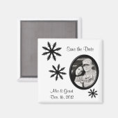 Black & White Winter Wedding Save the Date Magnet Magneet (Voorkant / Achterkant)