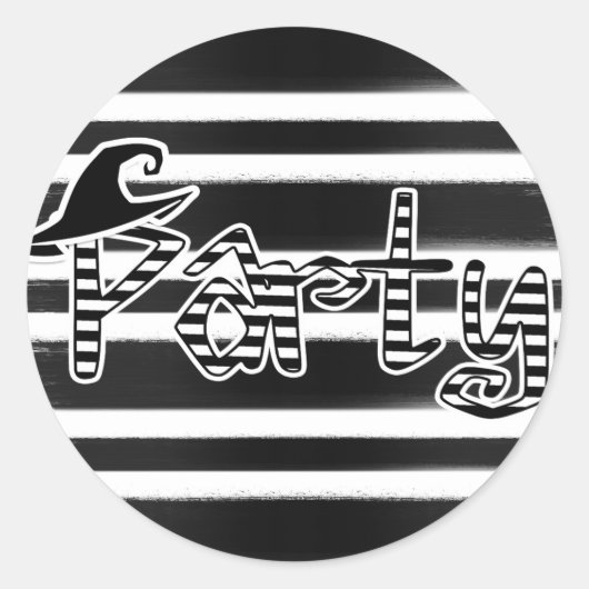 Black & White Witch Halloweenfeest Ronde Sticker (Voorkant)