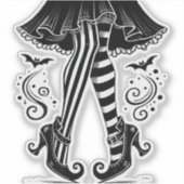 Black & White Witch Legs Whimsical Halloween Party Sticker (Voorkant)