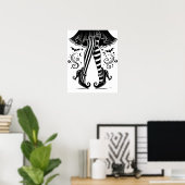 Black & White Witch Legs Whimsical Halloween Poster (Thuiskantoor)