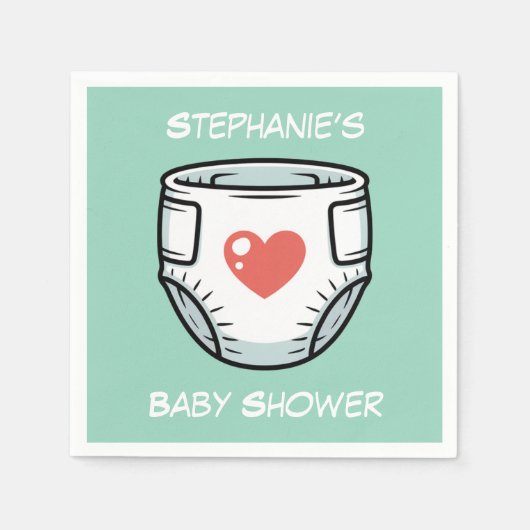 Black & White with a Red Heart Baby Diaper Servet (Voorkant)