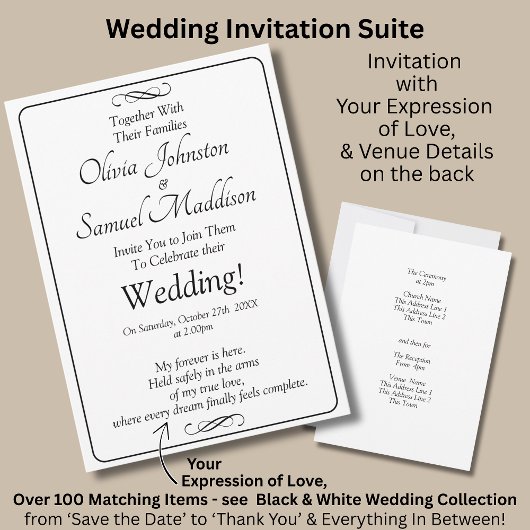 Black & White with Infinity Scroll Wedding Suite, Kaart