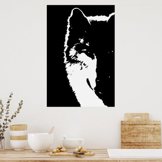 Black & White Wolf Eye Pop Art Poster (Keuken)