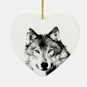 Black & White Wolf Kerstboom Ornament (Achterkant)