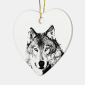 Black & White Wolf Kerstboom Ornament (Links)