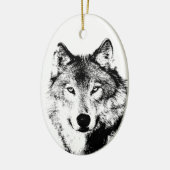 Black & White Wolf Kerstboom Ornamenten (Links)