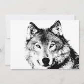 Black & White Wolf Uitnodiging (Voorkant)