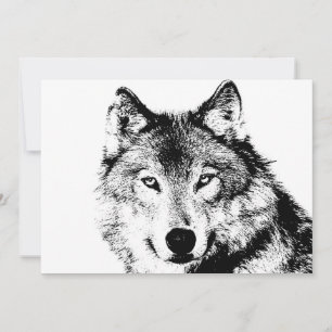 Black & White Wolf Uitnodiging