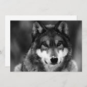 Black & White Wolf Uitnodiging (Voorkant / Achterkant)