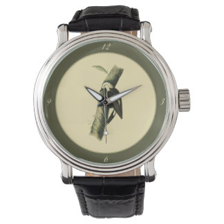 Black & White Woodpecker Horloge