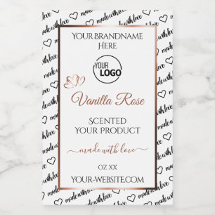 Black White Word Art Product Labels Roos Gold Logo Voedselcontainer Etiket