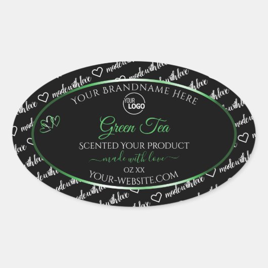 Black White Word Cloud Green Product Labels Logo (Voorkant)