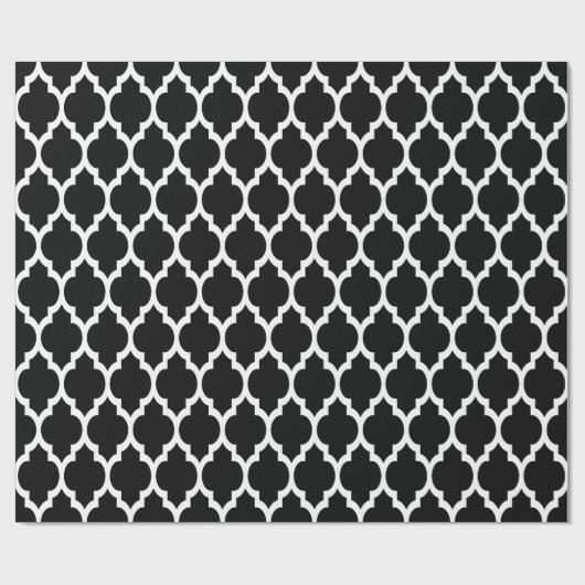Black White XL Moroccan Quatrefoil #4 Cadeaupapier (Vlak)