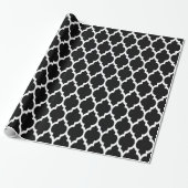 Black White XL Moroccan Quatrefoil #4 Cadeaupapier (Uitgerold)