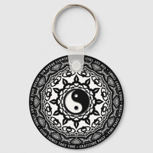 Black White Yin Yang Mandala Dagelijkse Herinnerin Sleutelhanger