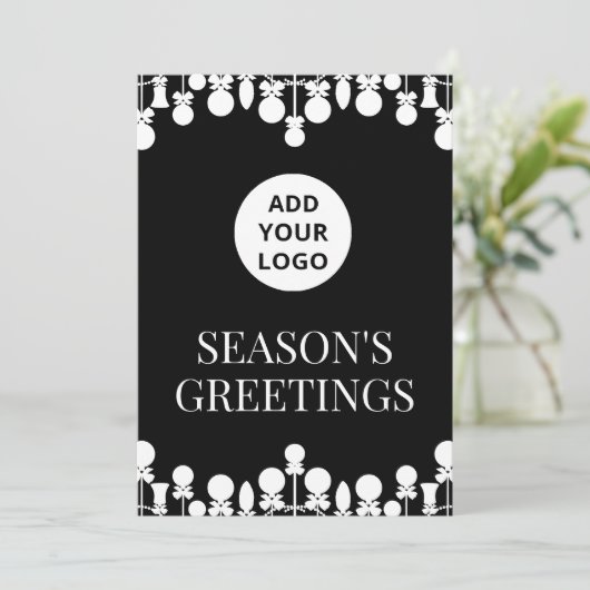 Black & White Zakelijke vakantie Kaart | Logo (Staand voorkant)