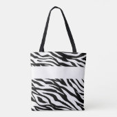Black White Zebra Animal Print Initiaal Monogram Draagtas (Achterkant)