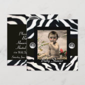 BLACK WHITE ZEBRA FUR Monogram Foto Sjabloon Kaart (Voorkant / Achterkant)
