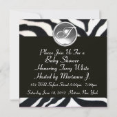 BLACK WHITE ZEBRA FUR Monogram Foto Sjabloon Kaart (Achterkant)