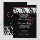 Black White Zebra roze accenten Weddenschap metall Kaart (Voorkant / Achterkant)