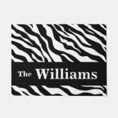 Black White Zebra Skin Pattern Name Persoonlijk Deurmat (Voorkant)
