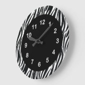 Black White Zebra Stripe 2-ronde wandklok Grote Klok (Hoek)