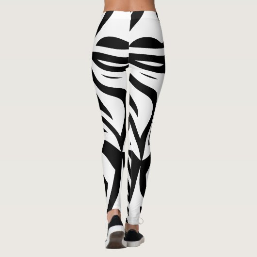 Black & White Zebra Stripes Femen Leggings (Dos)