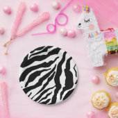 Black& White Zebra Stripes Pattern Animal Print Papieren Bordje (Feest)