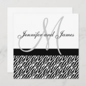 Black White Zebra Stripes Wedding Invitation Kaart (Voorkant / Achterkant)