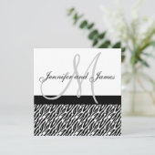 Black White Zebra Stripes Wedding Invitation Kaart (Staand voorkant)