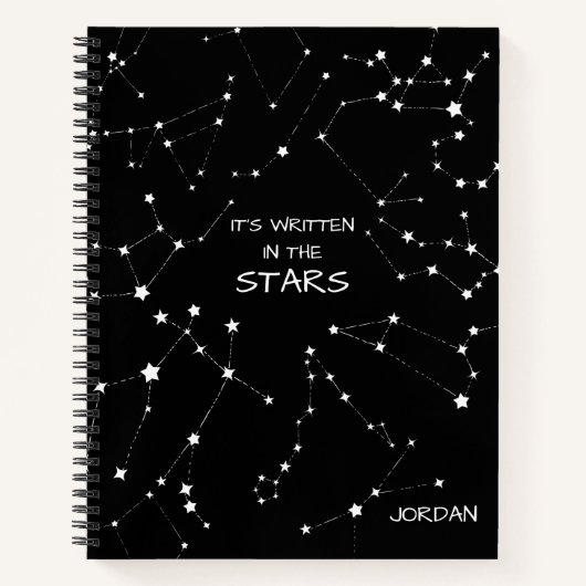 Black White Zodiac Constellation Personalized Notitieboek (Voorkant)