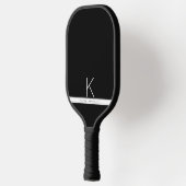 Black Whited Stripe Simple Modern Monogrammed Pickleball Paddle (Links)