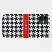 Black Whoundstooth #2 Monogram met rode naam Case-Mate iPhone Case (Achterkant (horizontaal))